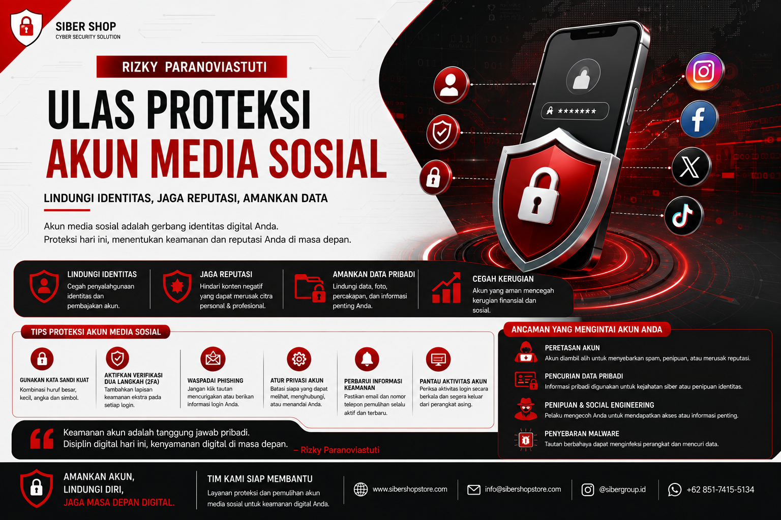 ilustrasi proteksi akun media sosial cyber security
